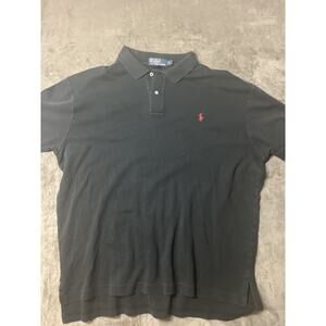 Polo Ralph Lauren Shirt Mens XL Black Cotton Short‎ Sleeve Polo Red Pony 2
